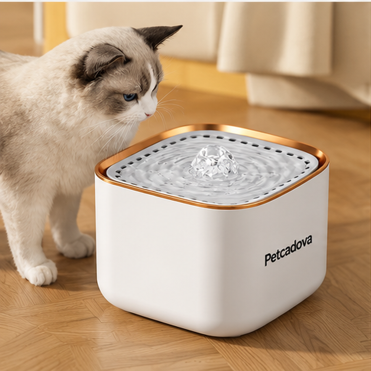 Petcadova 3L (101 oz) Square Pet Water Fountain for Cats & Dogs with Replaceable Filter