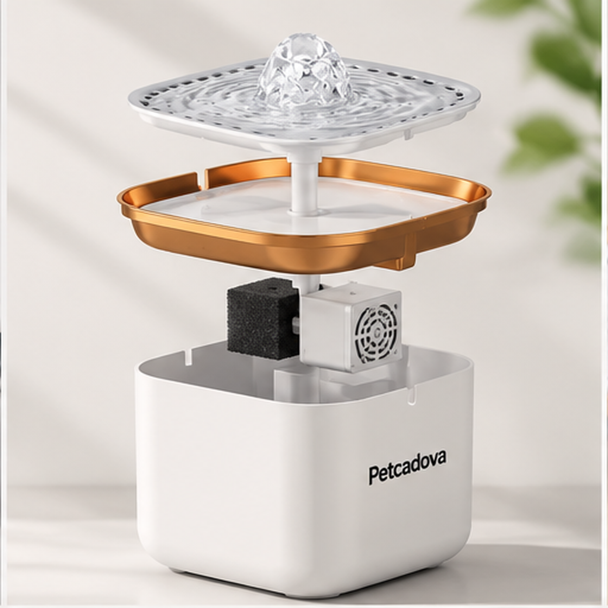 Petcadova 3L (101 oz) Square Pet Water Fountain for Cats & Dogs with Replaceable Filter