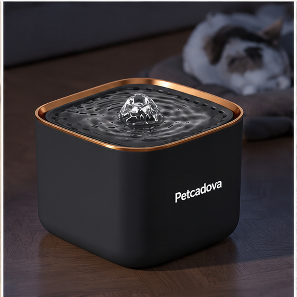 Petcadova 3L (101 oz) Square Pet Water Fountain for Cats & Dogs with Replaceable Filter