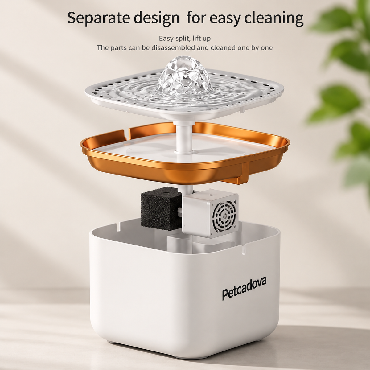 Petcadova 3L (101 oz) Square Pet Water Fountain for Cats & Dogs with Replaceable Filter