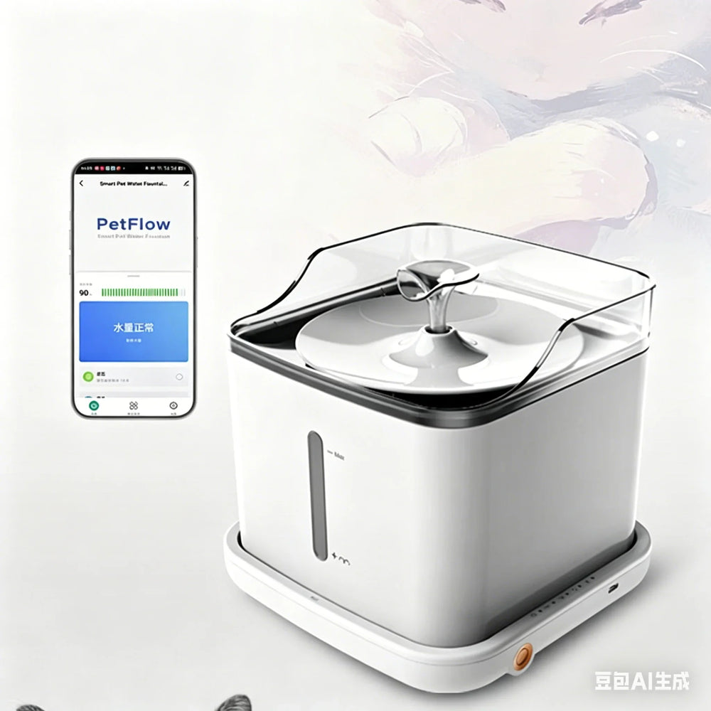 Petcadova 2L (68 oz) Smart Wi-Fi Pet Water Fountain for Cats & Dogs with Wireless Pump