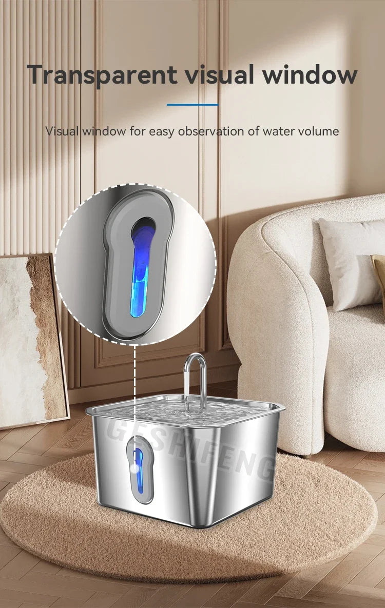 4L/135oz Pet Drinking Fountain Wireless 5000mAh Stainless Steel Smart Water Dispenser cat Water Fountain Stainless Steel Wifi