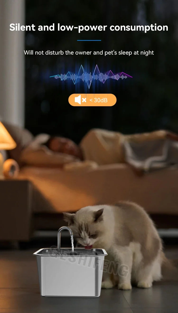 4L/135oz Pet Drinking Fountain Wireless 5000mAh Stainless Steel Smart Water Dispenser cat Water Fountain Stainless Steel Wifi