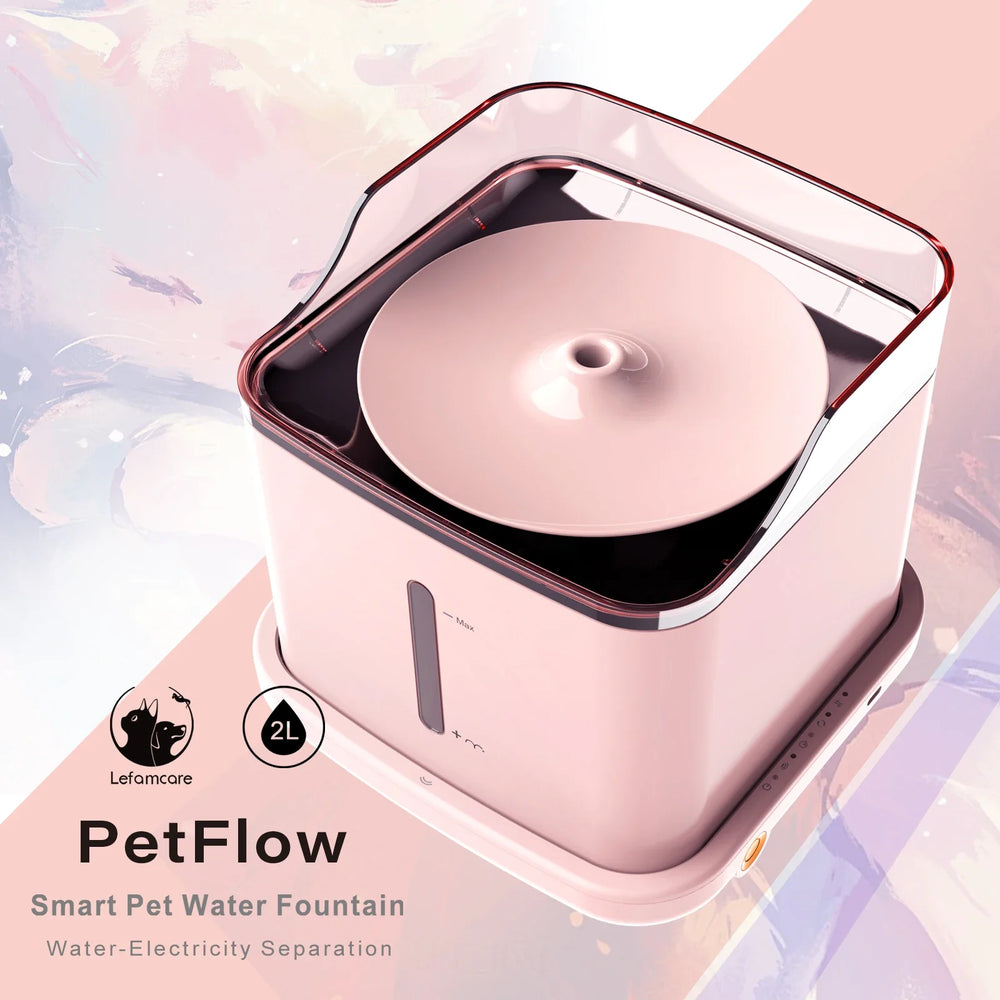 Petcadova 2L (68 oz) Smart Wi-Fi Pet Water Fountain for Cats & Dogs with Wireless Pump
