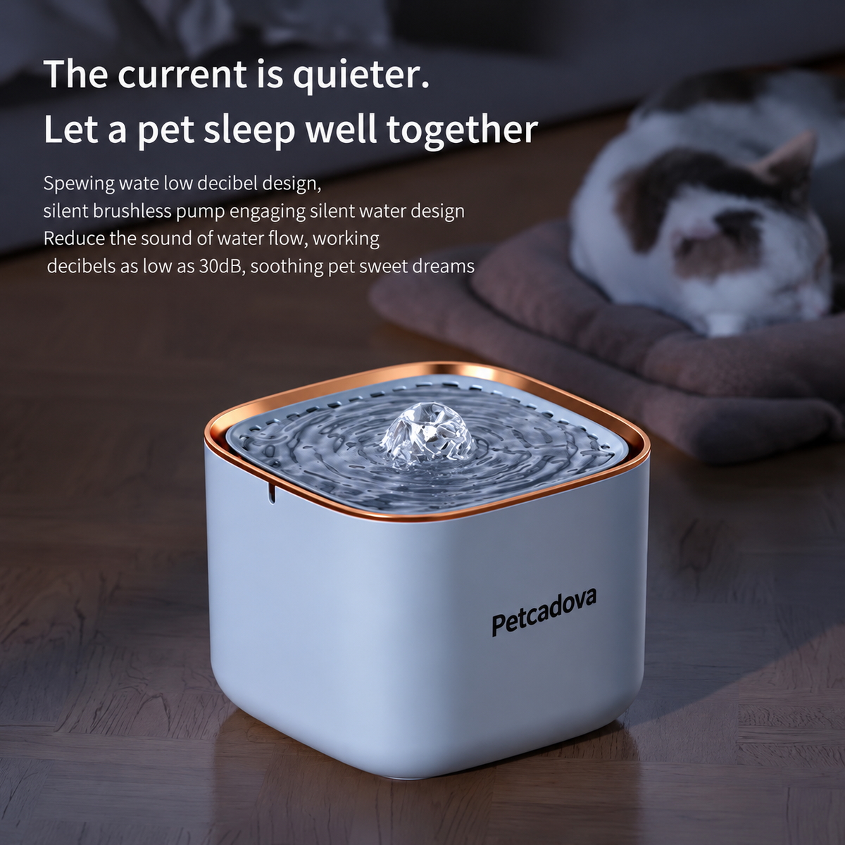 Petcadova 3L (101 oz) Square Pet Water Fountain for Cats & Dogs with Replaceable Filter
