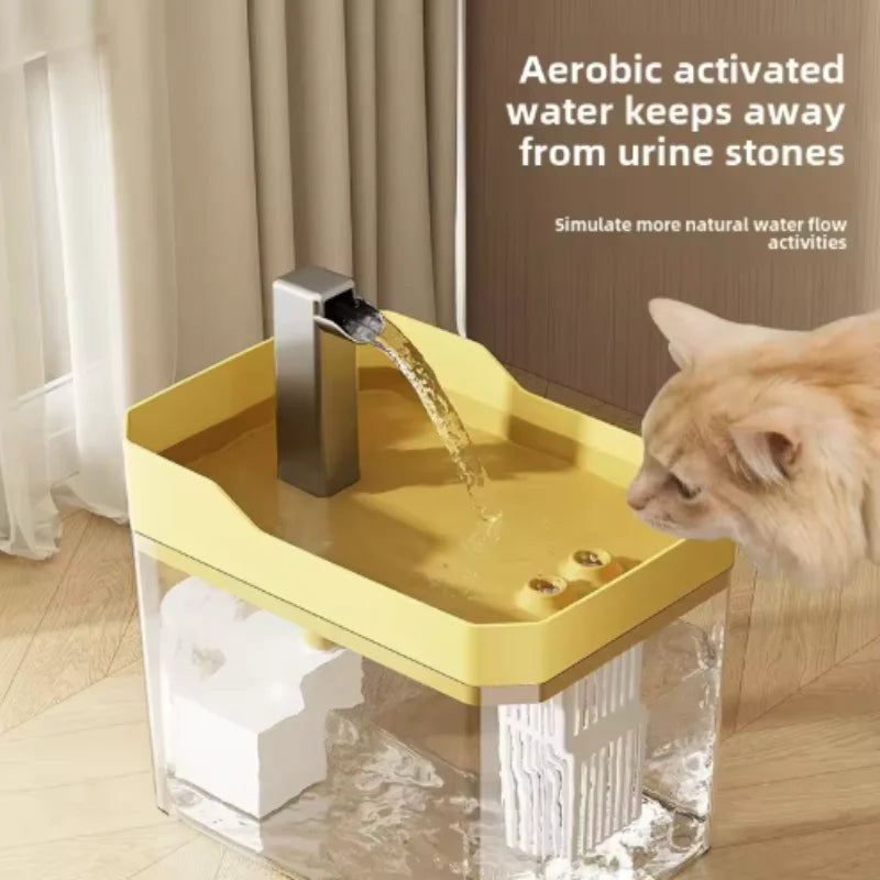 Petcadova 1.5L (51 oz) Transparent Cat Water Fountain with Filter & Dry-Run Protection